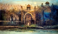 A. Q. Arif, 25 x 42 Inch, Oil on Canvas, Cityscape Painting, AC-AQ-538